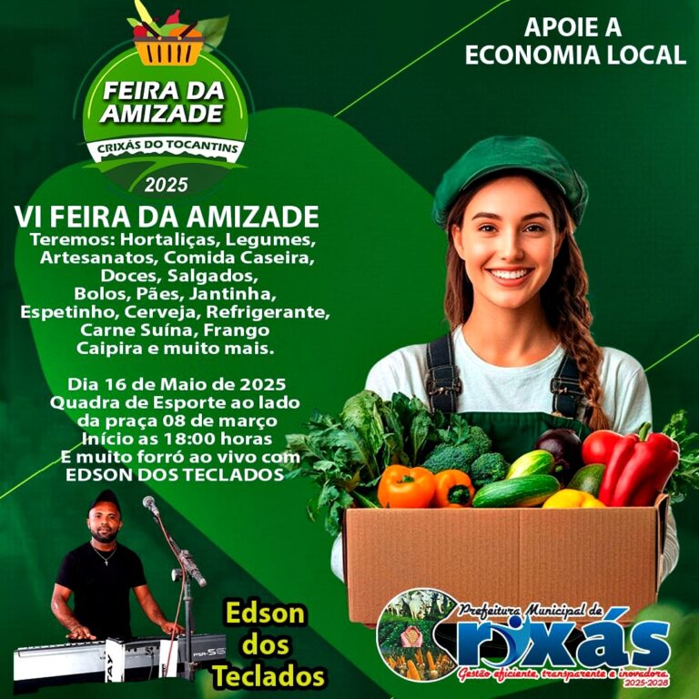 Secretaria Municipal de Agricultura realiza 6ª Feira da Amizade nessa sexta, 16, em Crixás do Tocantins