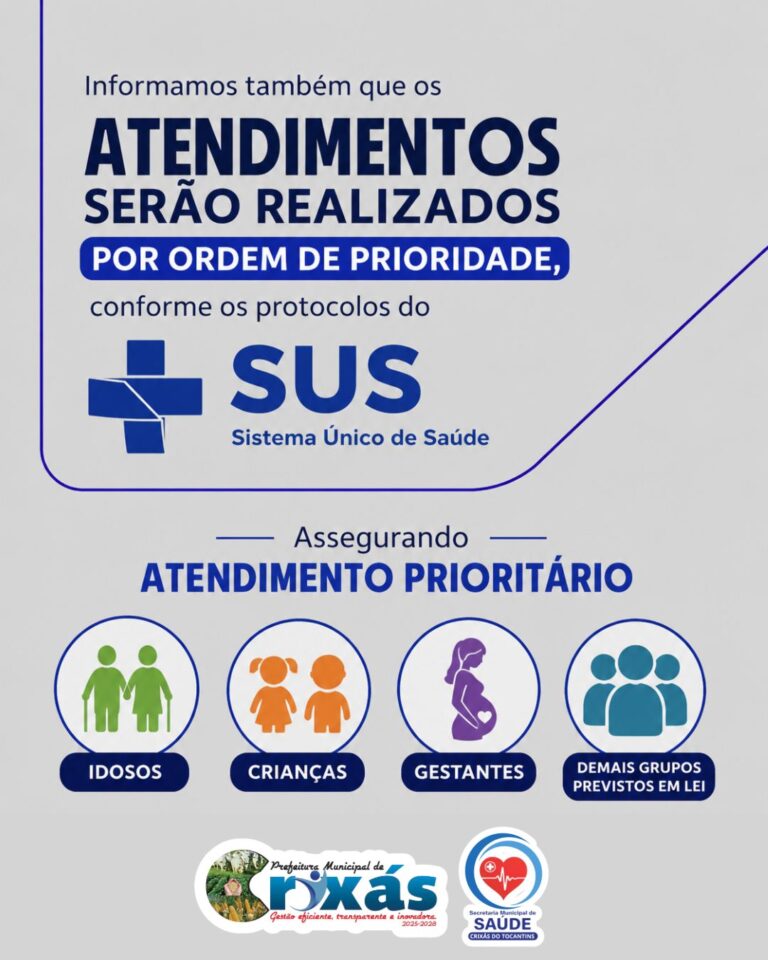 Secretaria de Saúde de Crixás do Tocantins reforça fluxo de atendimento por ordem de prioridade do SUS