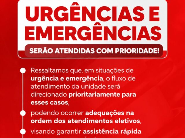 Atenção: Casos de urgência e emergência têm prioridade absoluta no atendimento de saúde em Crixás