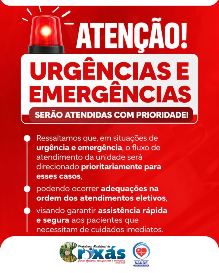 Atenção: Casos de urgência e emergência têm prioridade absoluta no atendimento de saúde em Crixás
