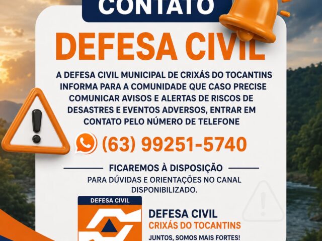 CONTATO DA DEFESA CIVIL MUNICIPAL